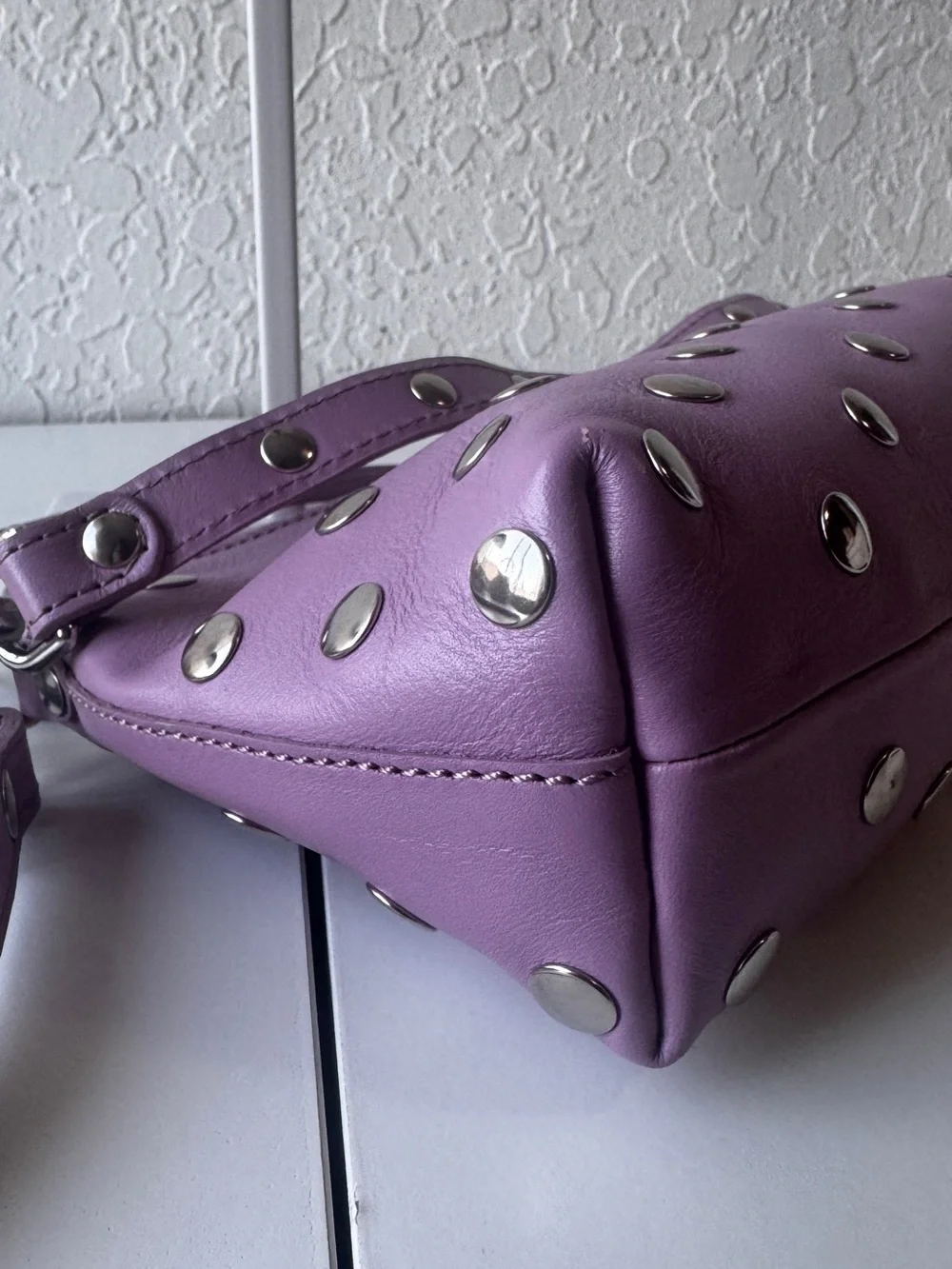 Mercules Studded Crossbody Shoulder Bag with Removable Strap in Lavendar